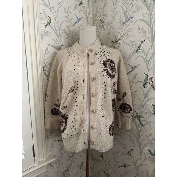 Anthropologie Field Flower Women's Medium Sweater Tuileries Beaded Cardigan EUC - Picture 1 of 8